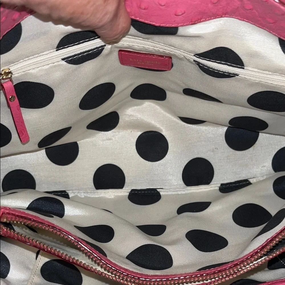 EUC Authentic Kate Spade Bexley Stevie Ostrich Handbag 10.5X14.5 - Picture 5 of 7